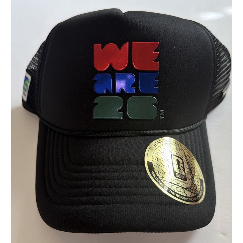 FIFA World Cup 2026 WE ARE 26 Black Trucker Hat Mesh Snapback One Size NEW